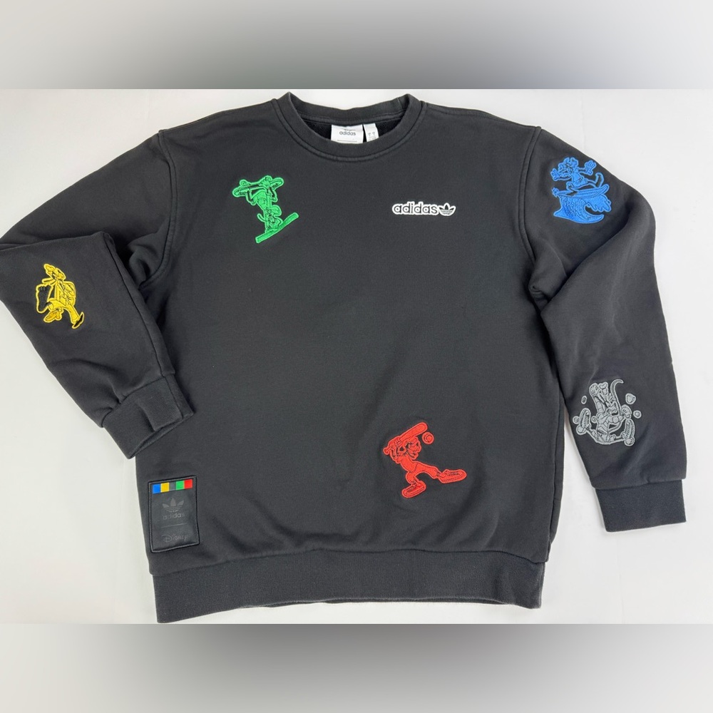 Adidas Originals Walt Disney Goofy Crew Neck Small Sweatshirt Black GJ0848 Men